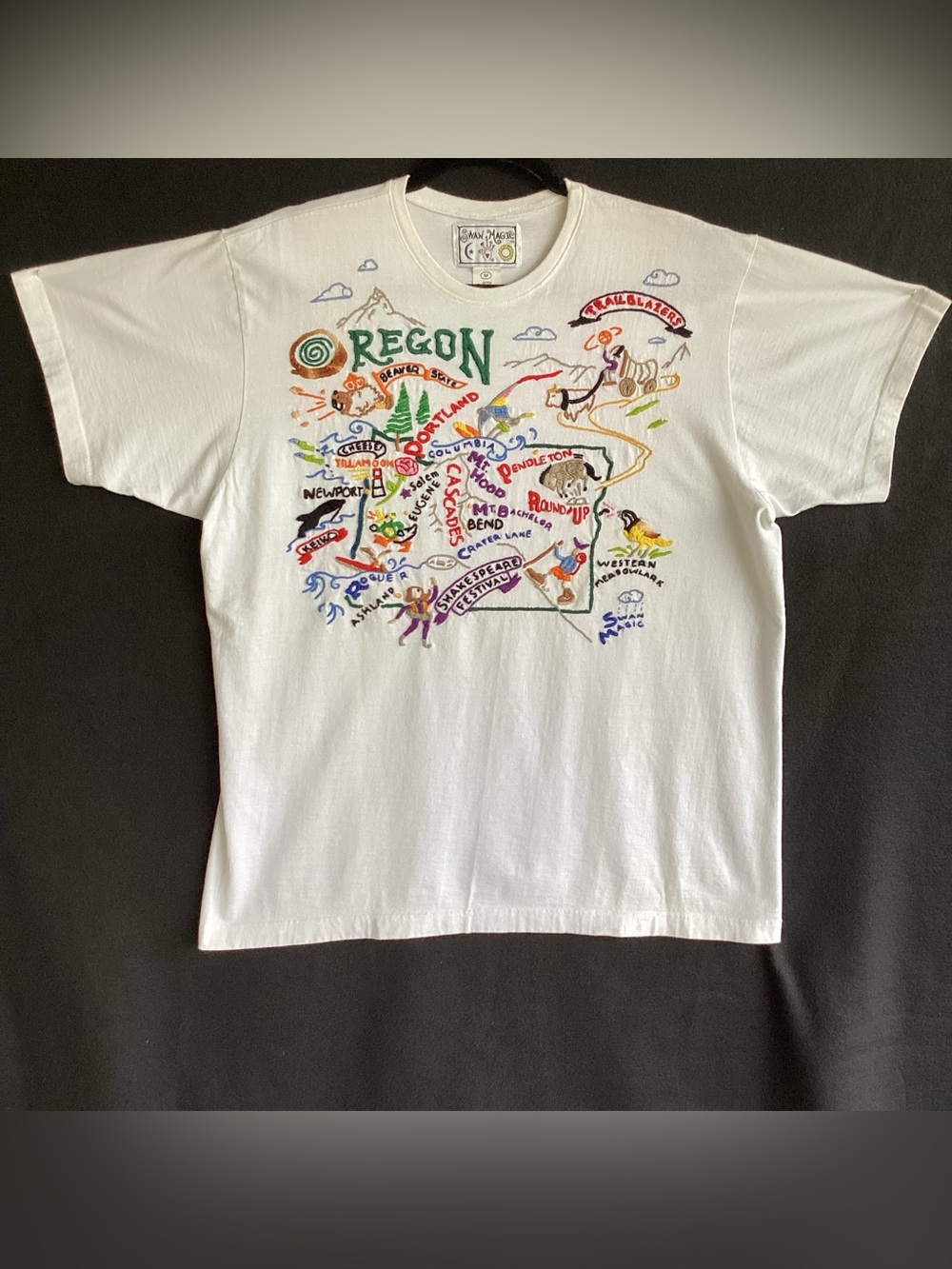 Vintage 1980-90s Swan Magic State of Oregon hand encountered t shirt